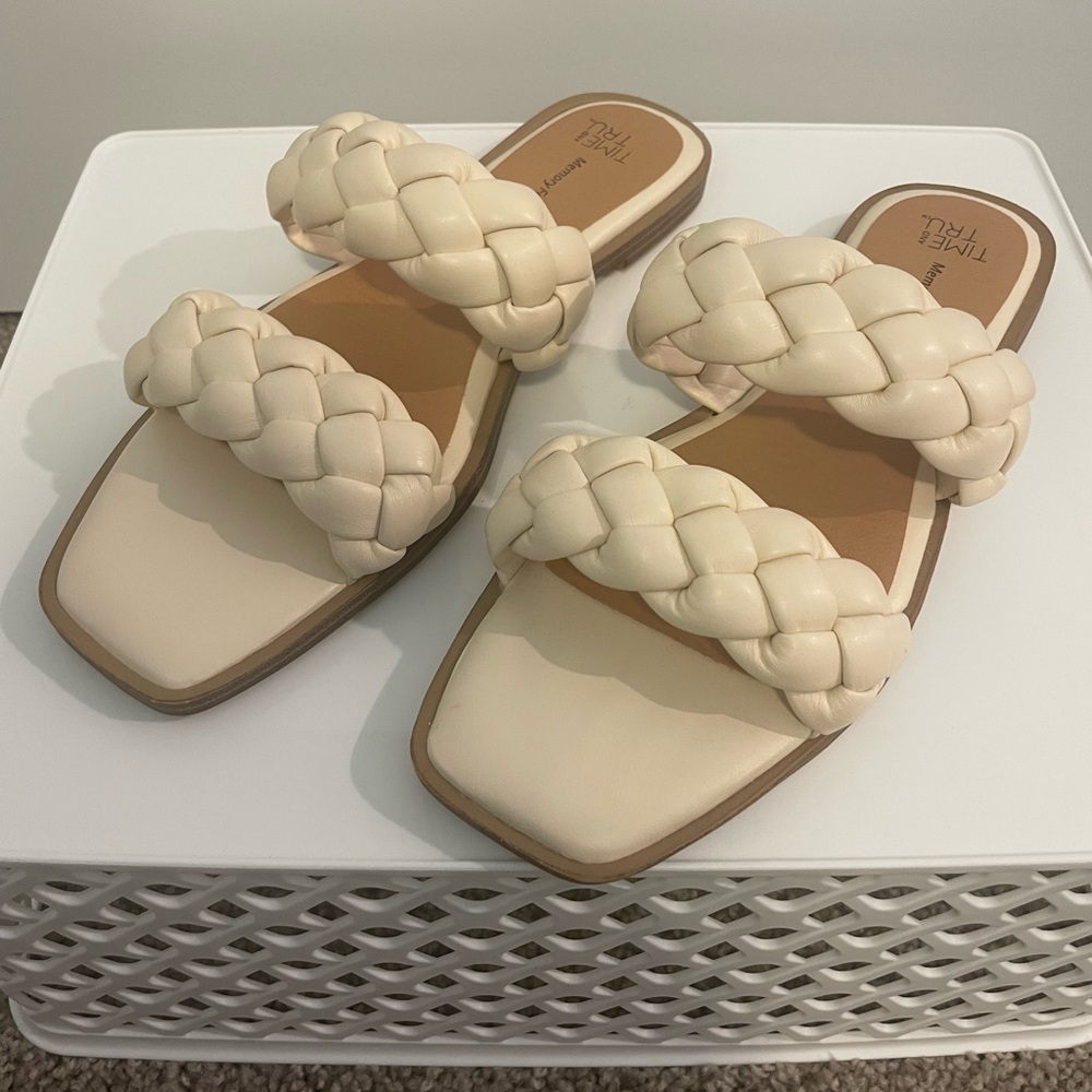 Time and Tru Cream Braided Sandals